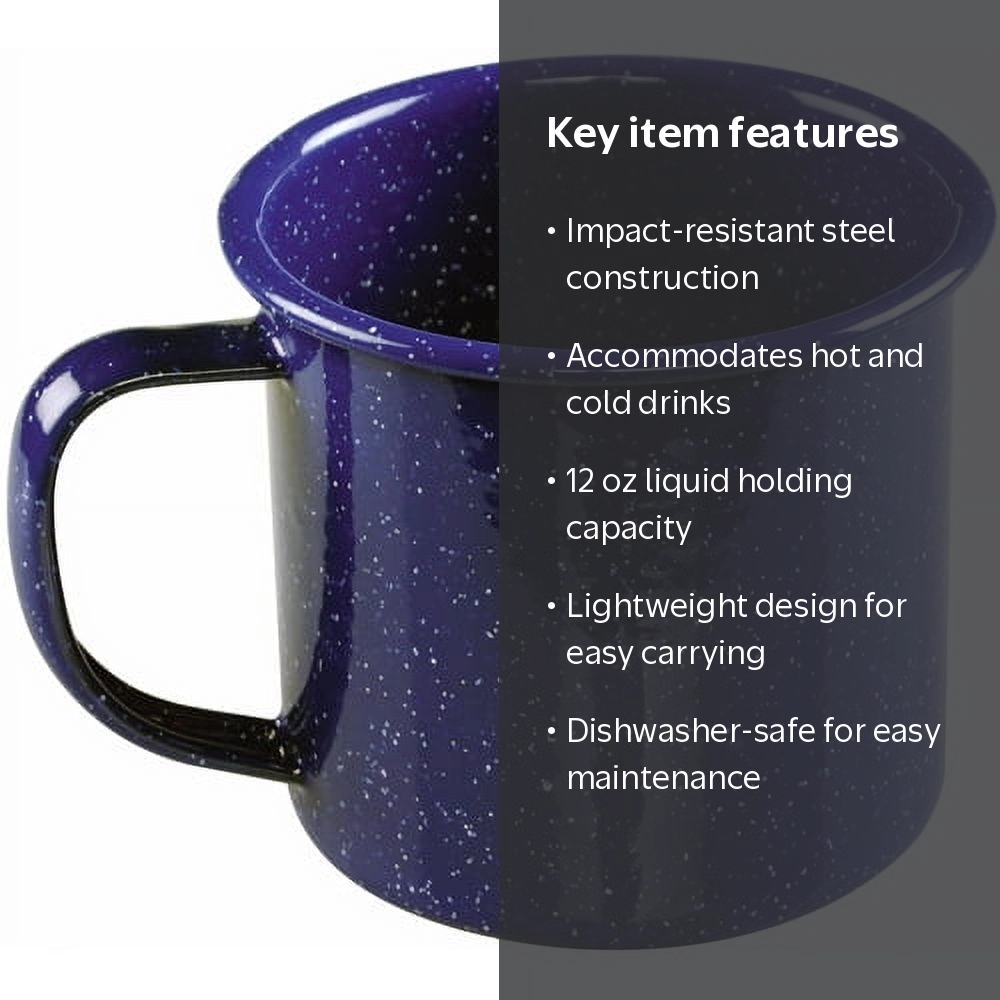 Coleman Enamel Mug, 12 oz, Blue Speckled Steel, Durable Camping