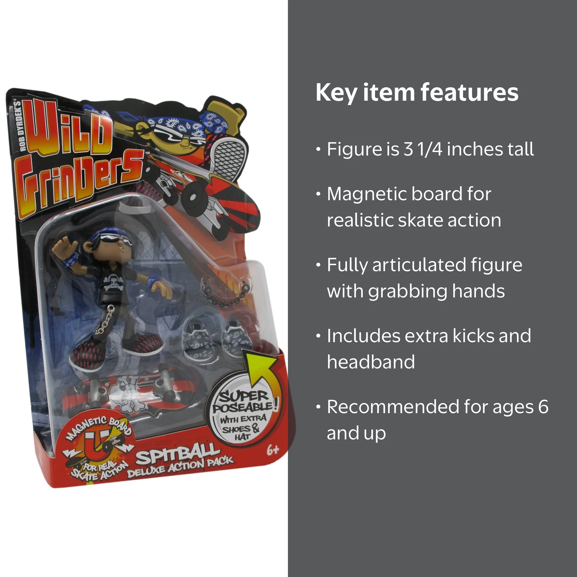 Wild Grinders Spitball Action Figure & Skateboard Pack, Ages 6+