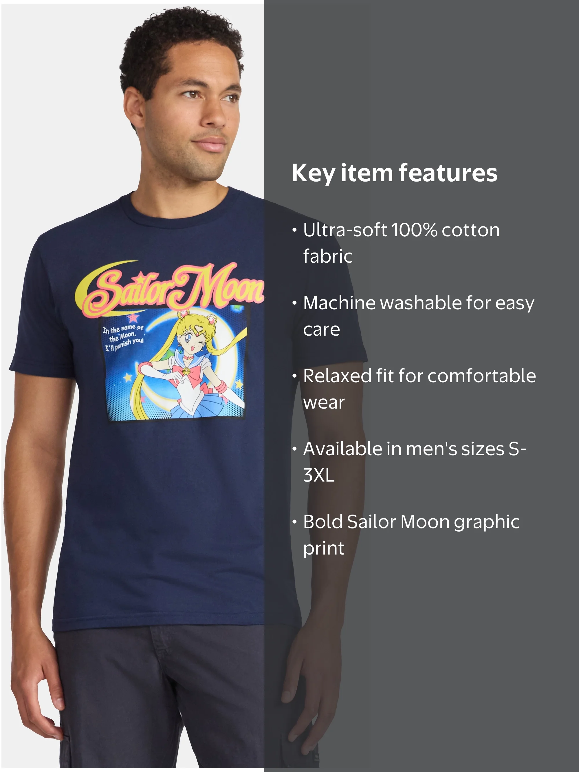 Sailor Moon Men's and Big Men's Graphic Tee with Short Sleeves