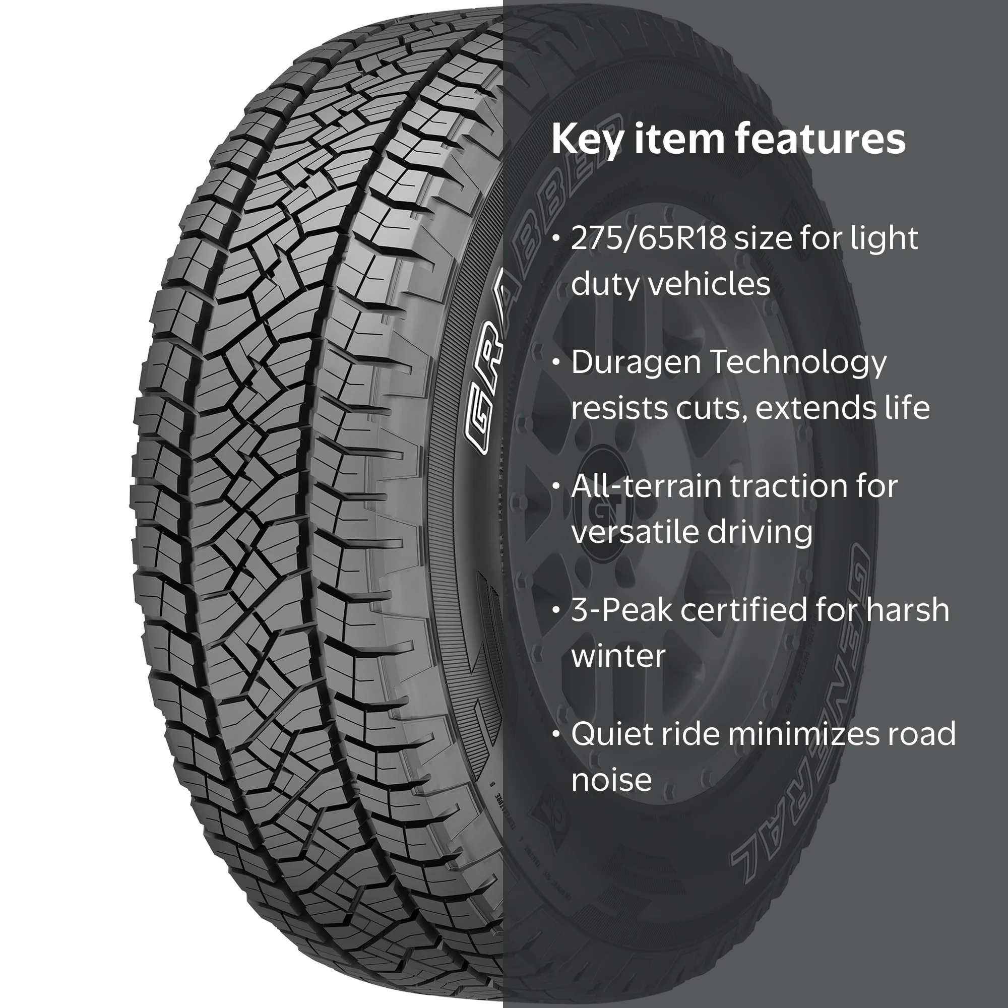 General Tire GRABBER APT 275/65R18 116T for 15-23 Ford F-150, 19