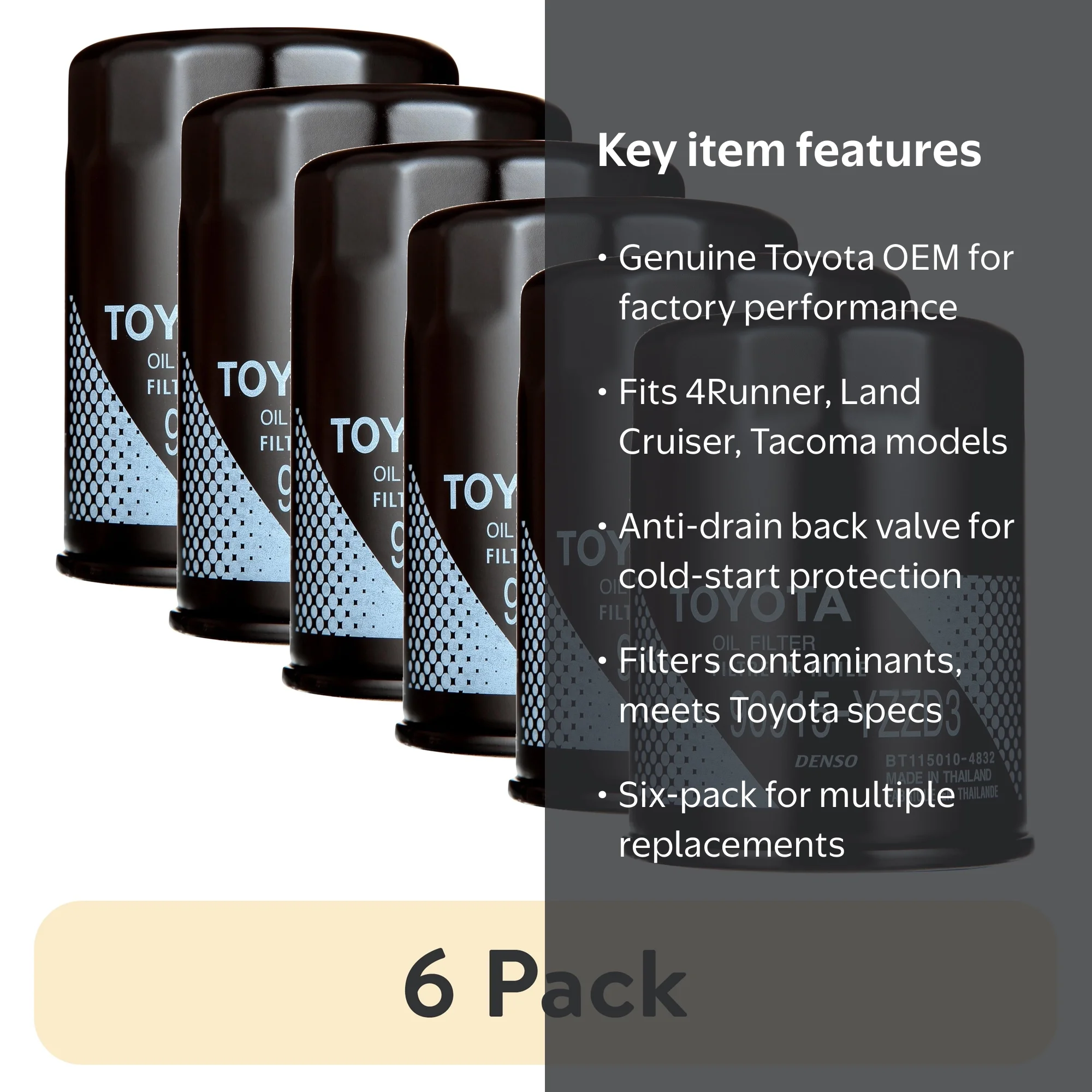6 pack) Toyota Original Equipment 90915-YZZD3 Genuine Oil Filter 4