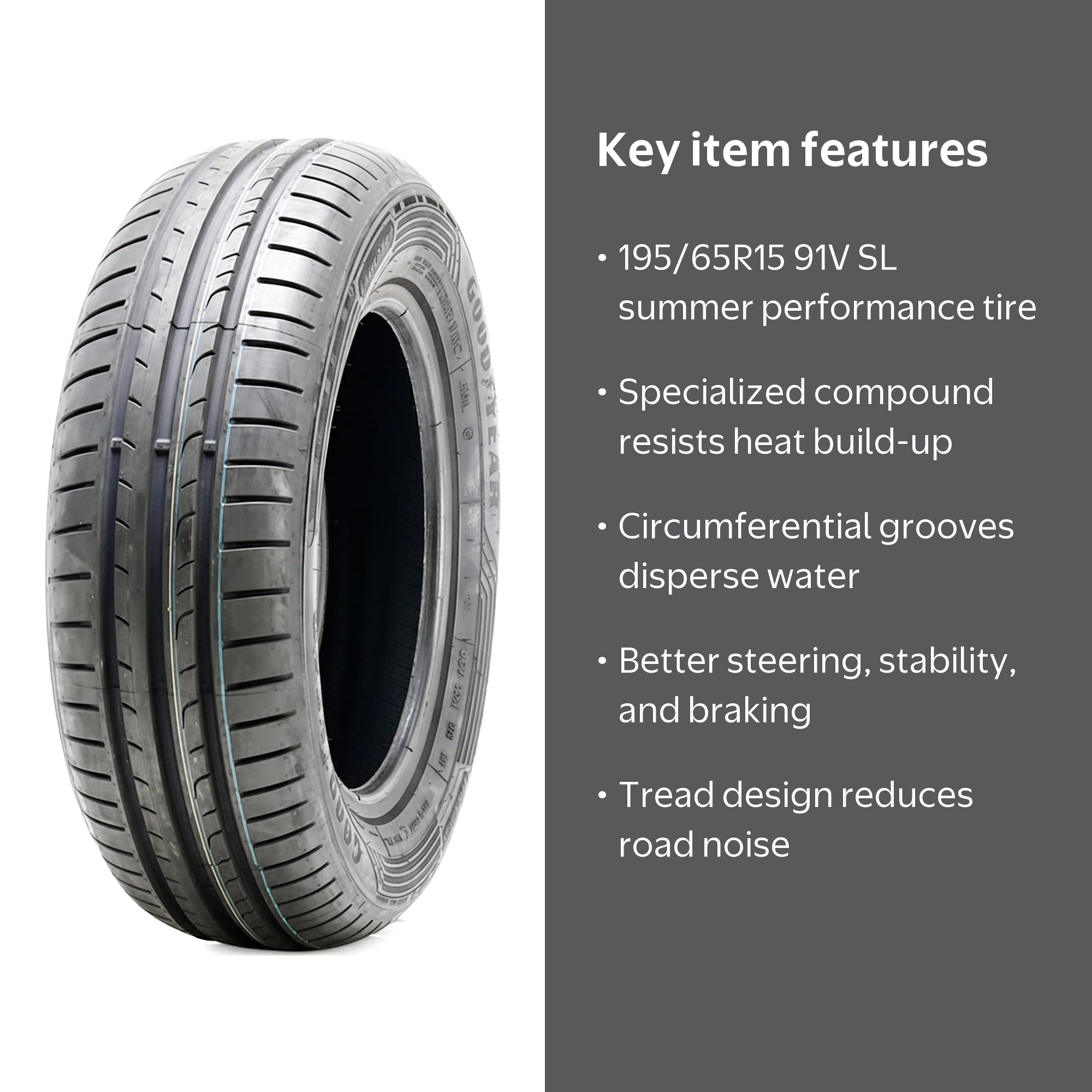 タイヤ・ホイール (0101)195/65R15 ZERIOUS SUMMER TIRES Goodyear, Performance Summer Tire, 195/65R15 91V, High Traction