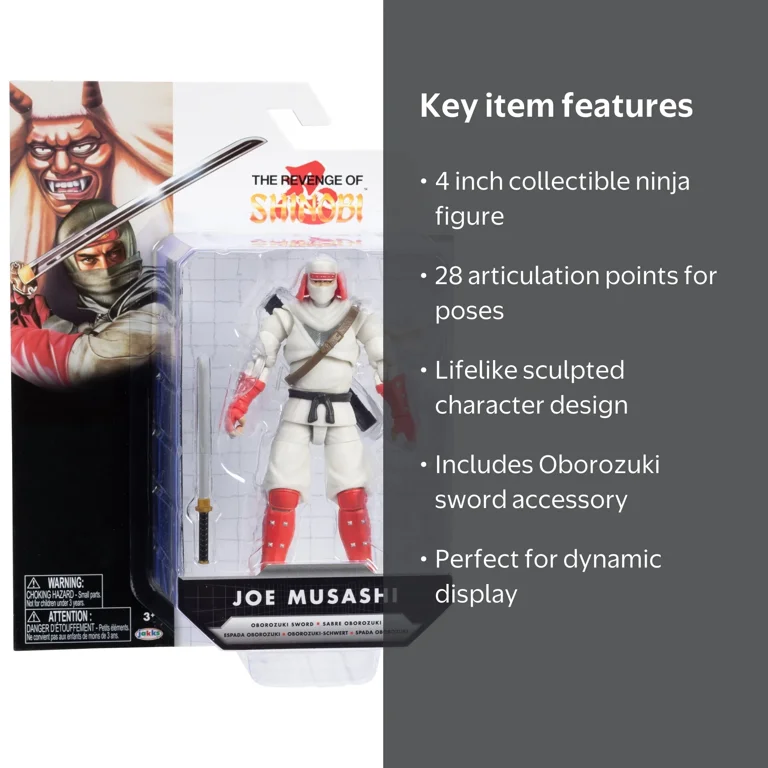 SEGA, Shinobi Joe Musashi Ninja Action Figure, 4 inch, Multicolor