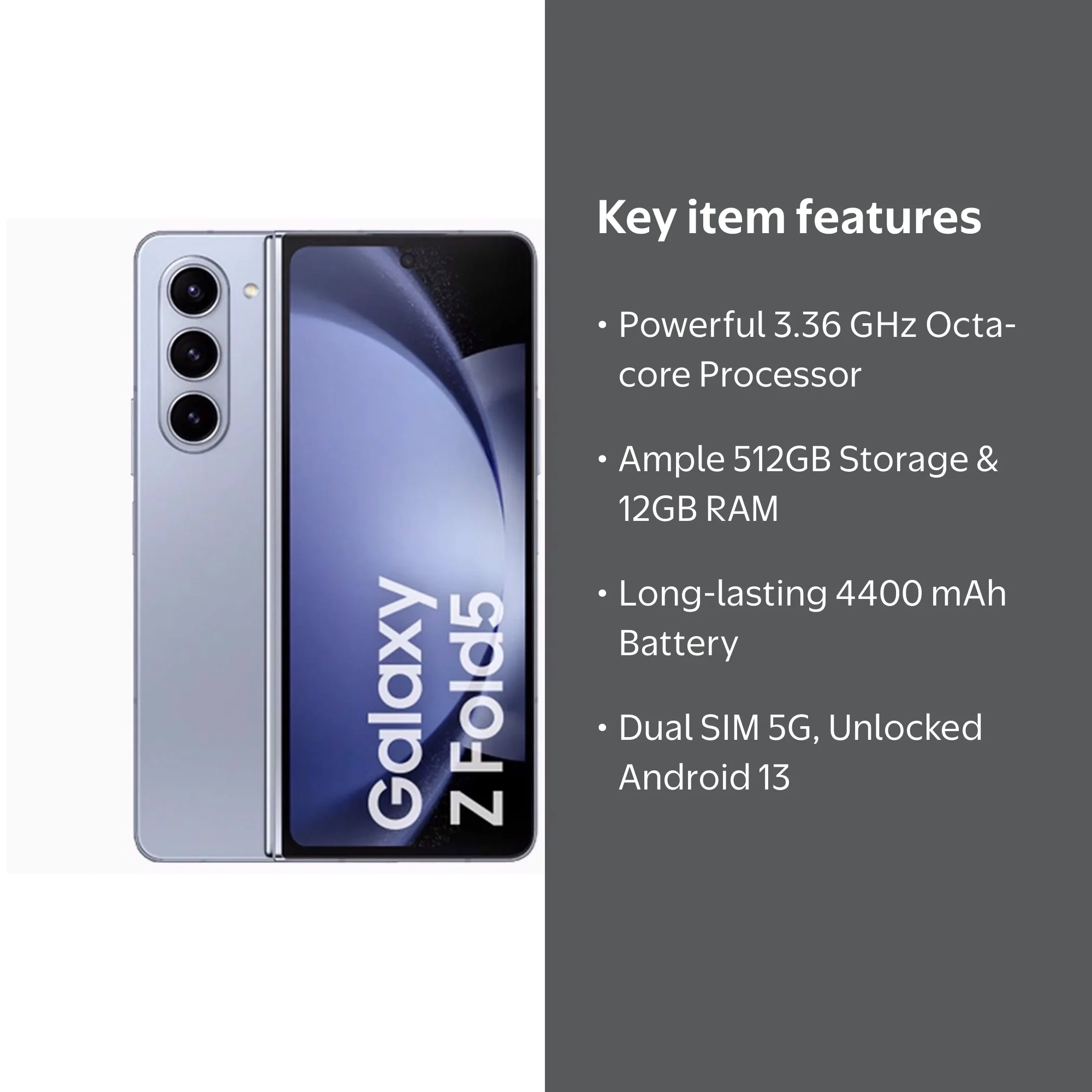 Samsung Galaxy Z Fold5 5G Smartphone, Dual-SIM, 512GB ROM + 12GB