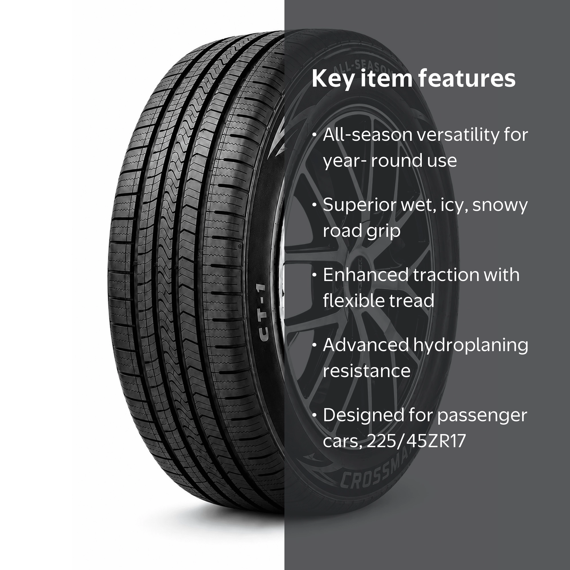 Crossmax, Passenger Tire, 225/45ZR17 94W XL, All Season Traction