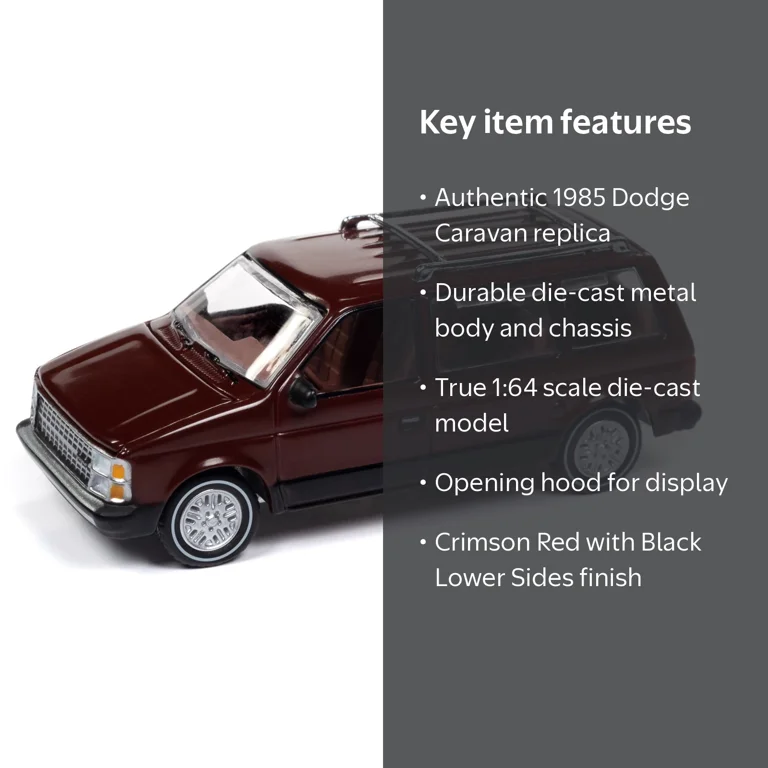 Auto World, Toy Car, 1:64 Die Cast 1985 Dodge Caravan, Crimson Red