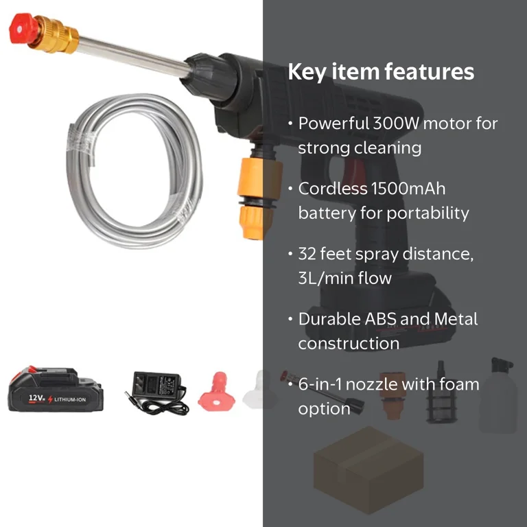 HUJOO Hydrowasher Cordless Power Washer, Hydro Pressure Water