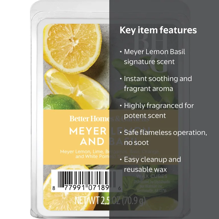 Better Homes & Gardens Meyer Lemon Basil Scented Wax Melts 2.5 oz