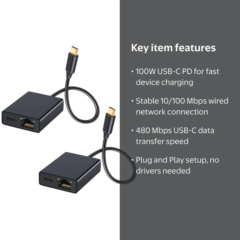 USB C to Ethernet Adapter for Chromecast and Google TV - USB C to