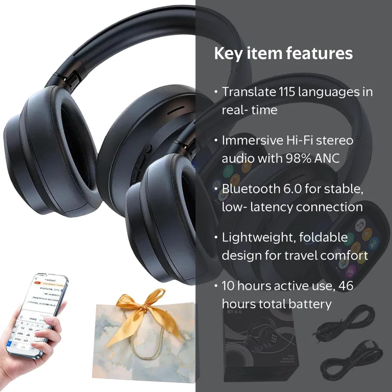 HY-X1 PRO AI Translation Wireless Headphones with Movable LCD