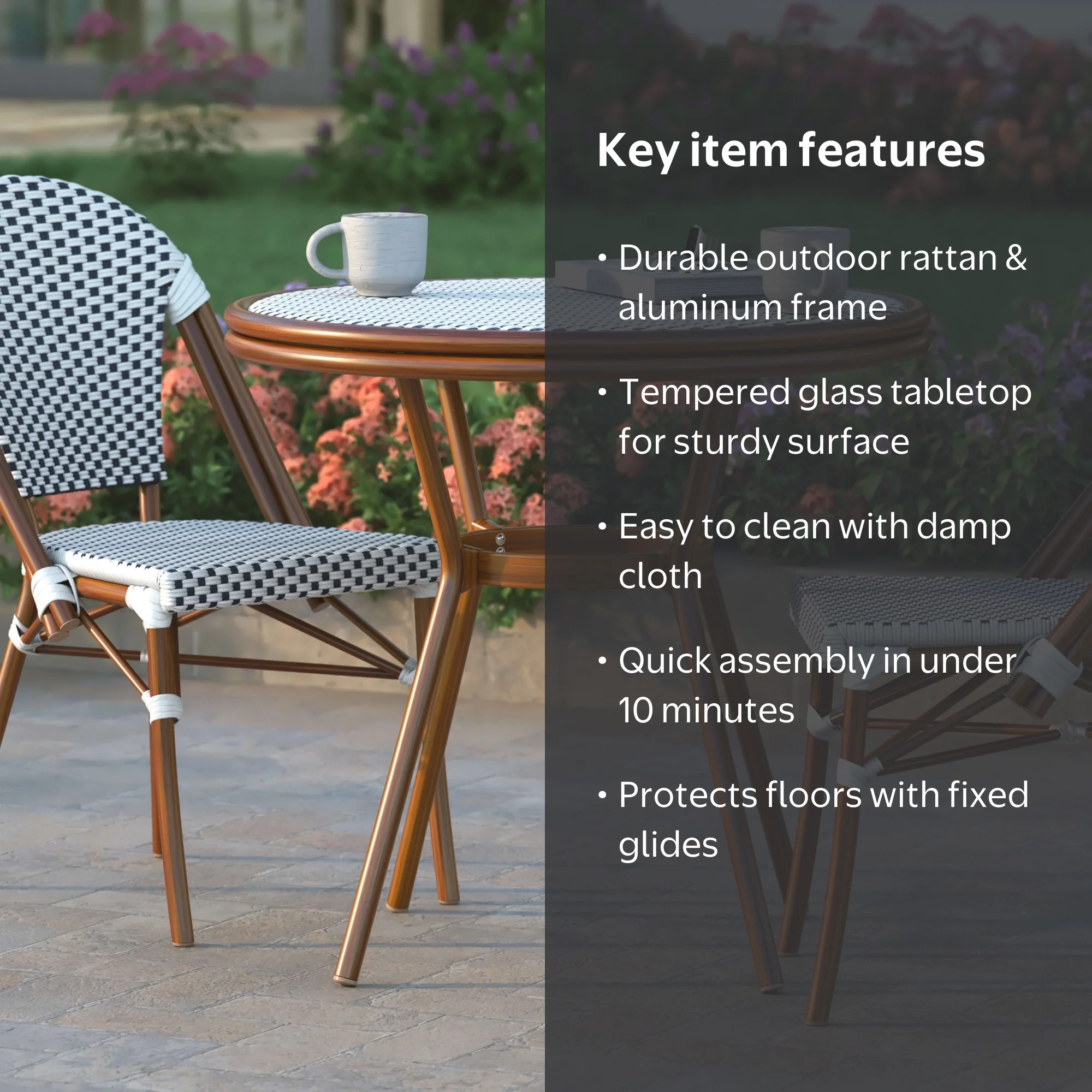 Emma + Oliver Indoor/Outdoor Bistro Style 31.5 in. Table with