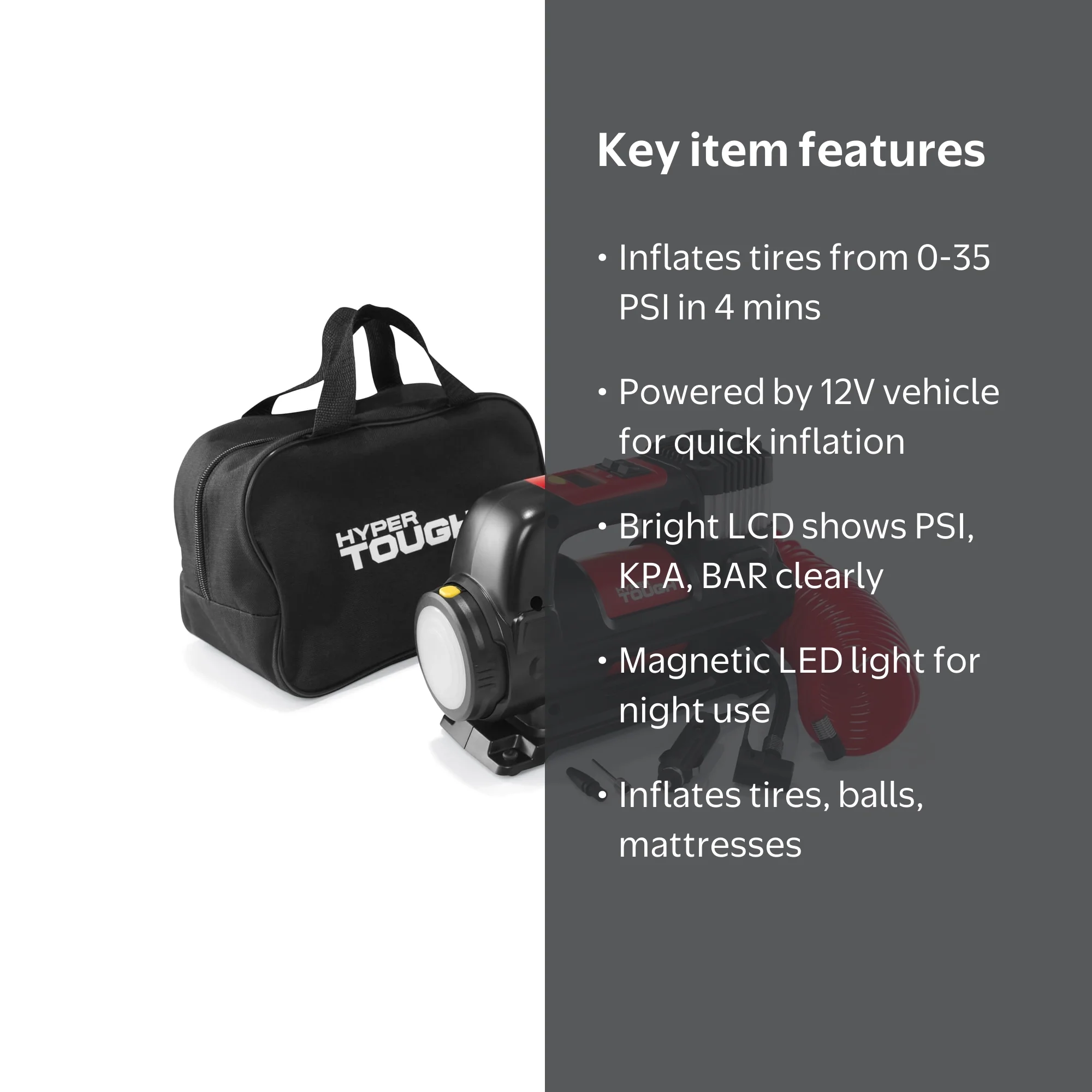 Hyper Tough DC 12V Heavy-Duty Direct Drive Tire Inflator with