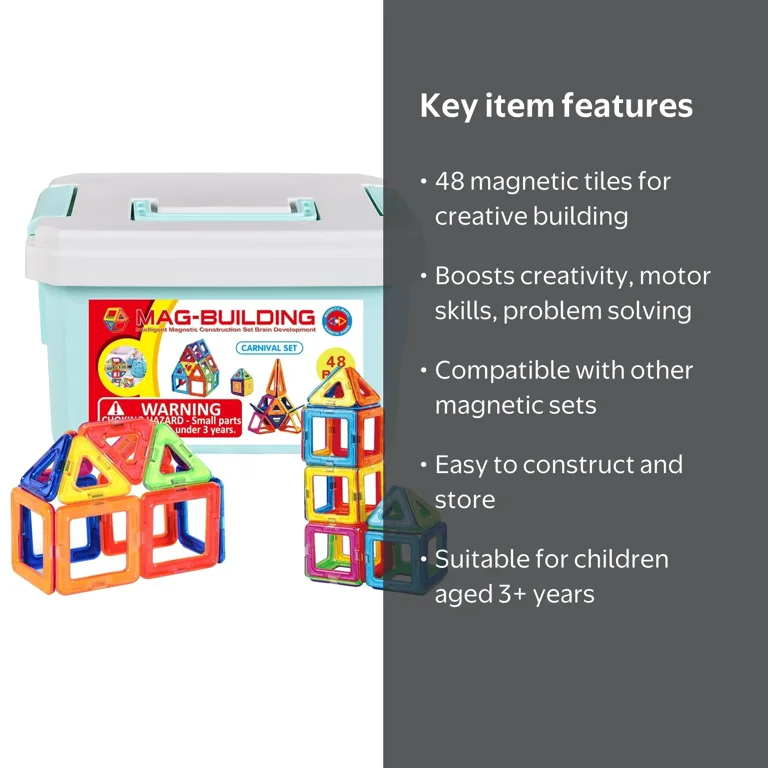 Zummy Mag-Building Brain Development Magnetic Toy Set, 48 Pieces