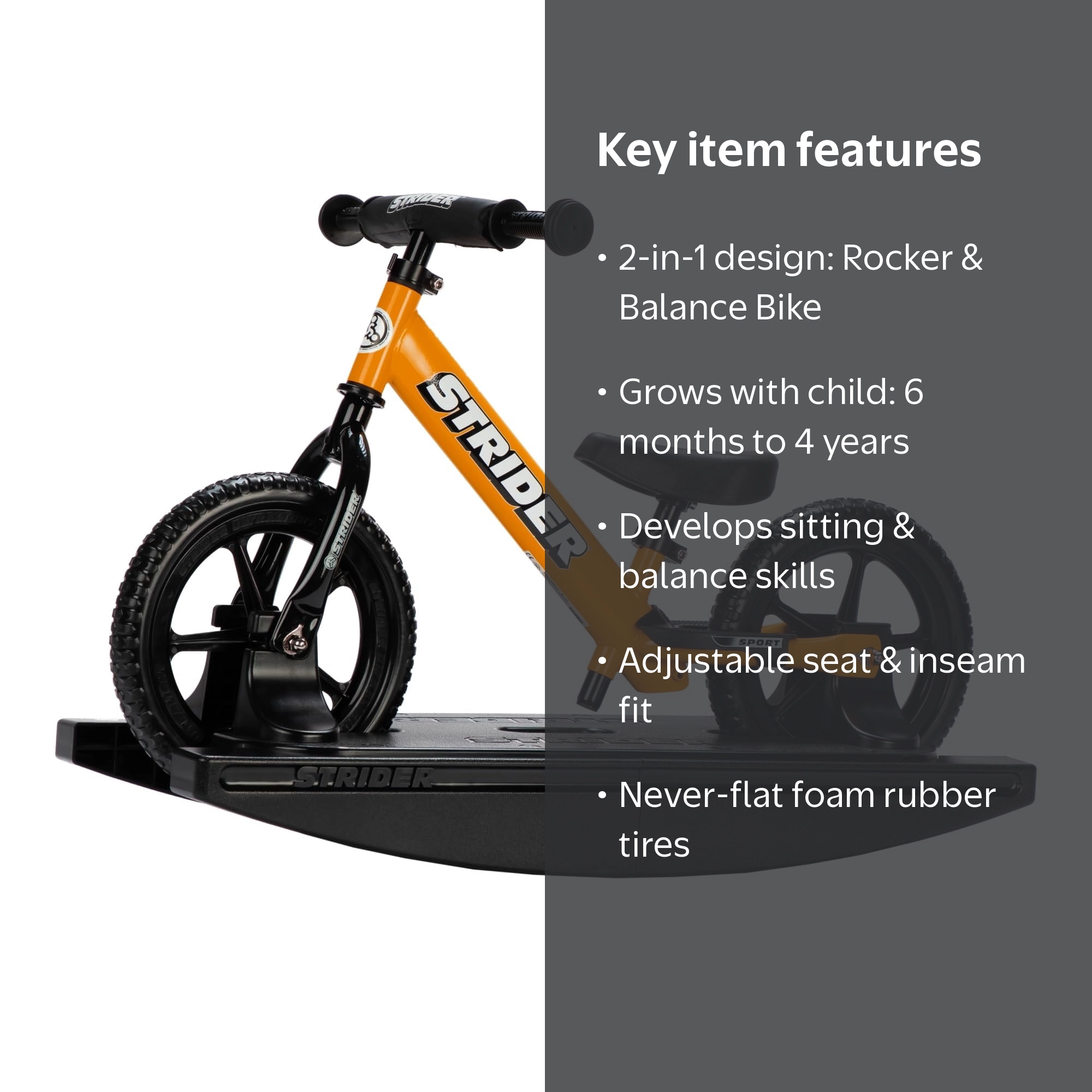 Strider, Sport Bike, 12‚Äù, Orange, for Kids 6 Months to 4 Years