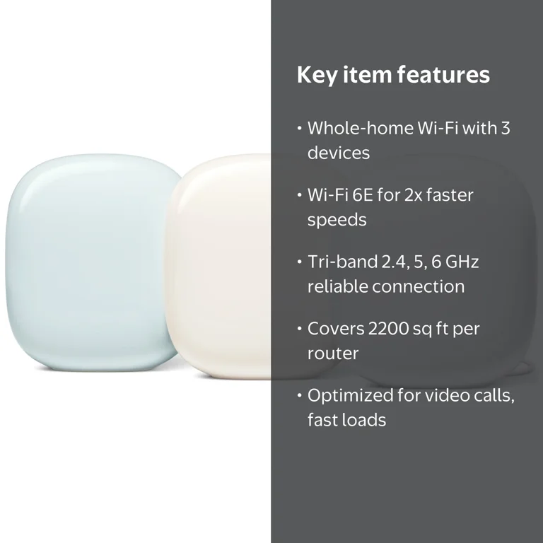 Google Nest WiFi Pro - Wi-Fi 6E - Fast Speed Home WiFi System - 3