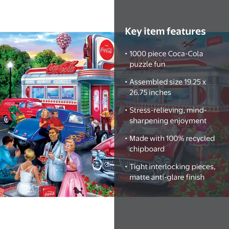 【激レア】Coca-Cola diner 1000ピースジグソーパズル MasterPieces Coca-Cola Diner 1000 Piece Jigsaw Puzzle, 19.25