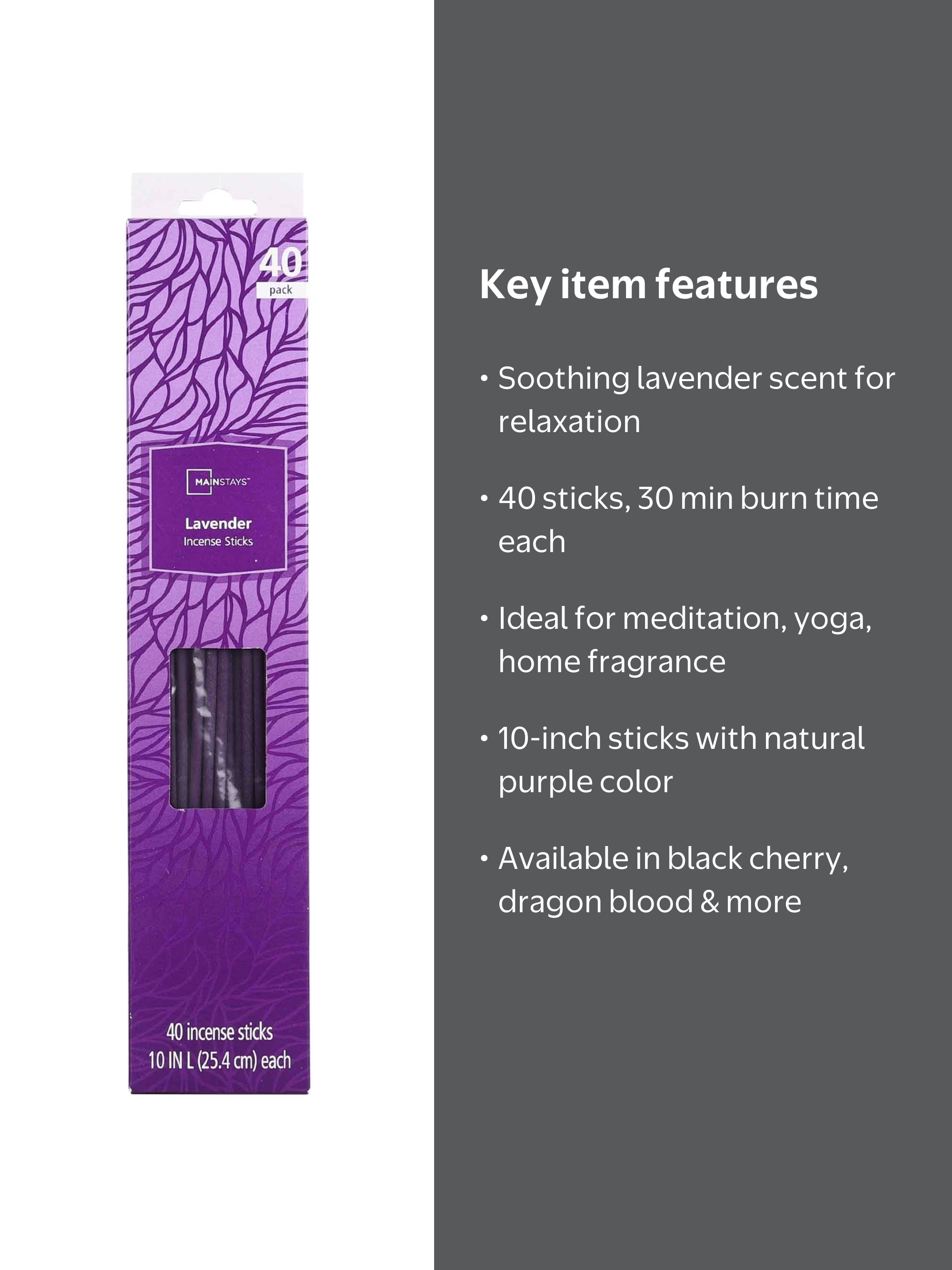 Mainstays Incense Sticks, Lavender Fragrance, Color Incense