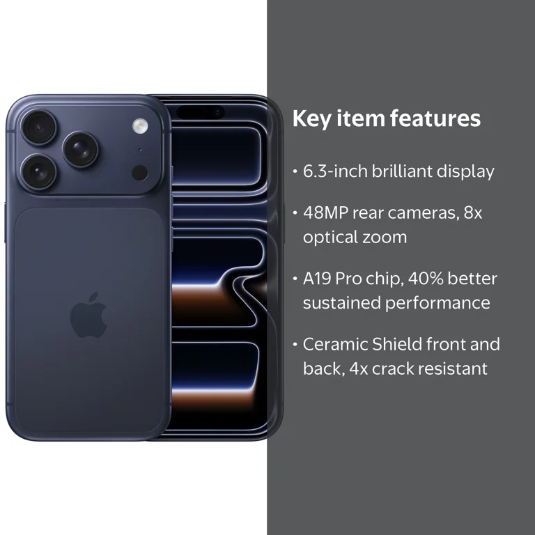 T-Mobile iPhone 17 Pro 512GB Deep Blue - Walmart.com