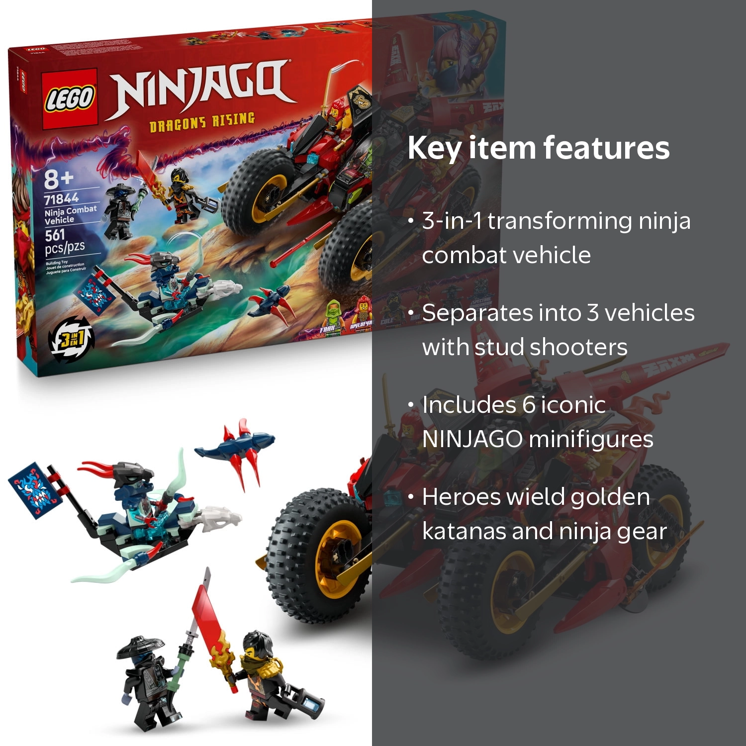 LEGO, NINJAGO Ninja Combat Vehicle, 71844, 561 Pieces - Walmart.com