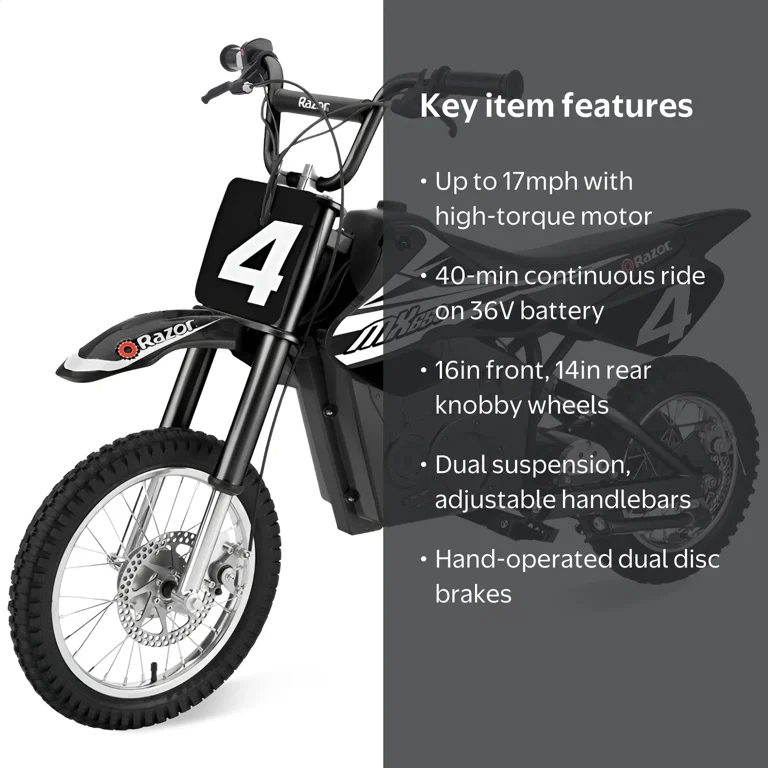 チコ　MZ VST BLK XL Razor MX650 Dirt Rocket Bike Electric Ride-On, Black - Walmart.com