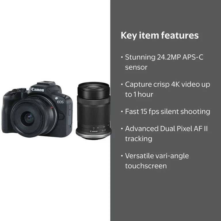 Canon, Mirrorless Camera, R50, 18-45mm and 55-210mm lenses