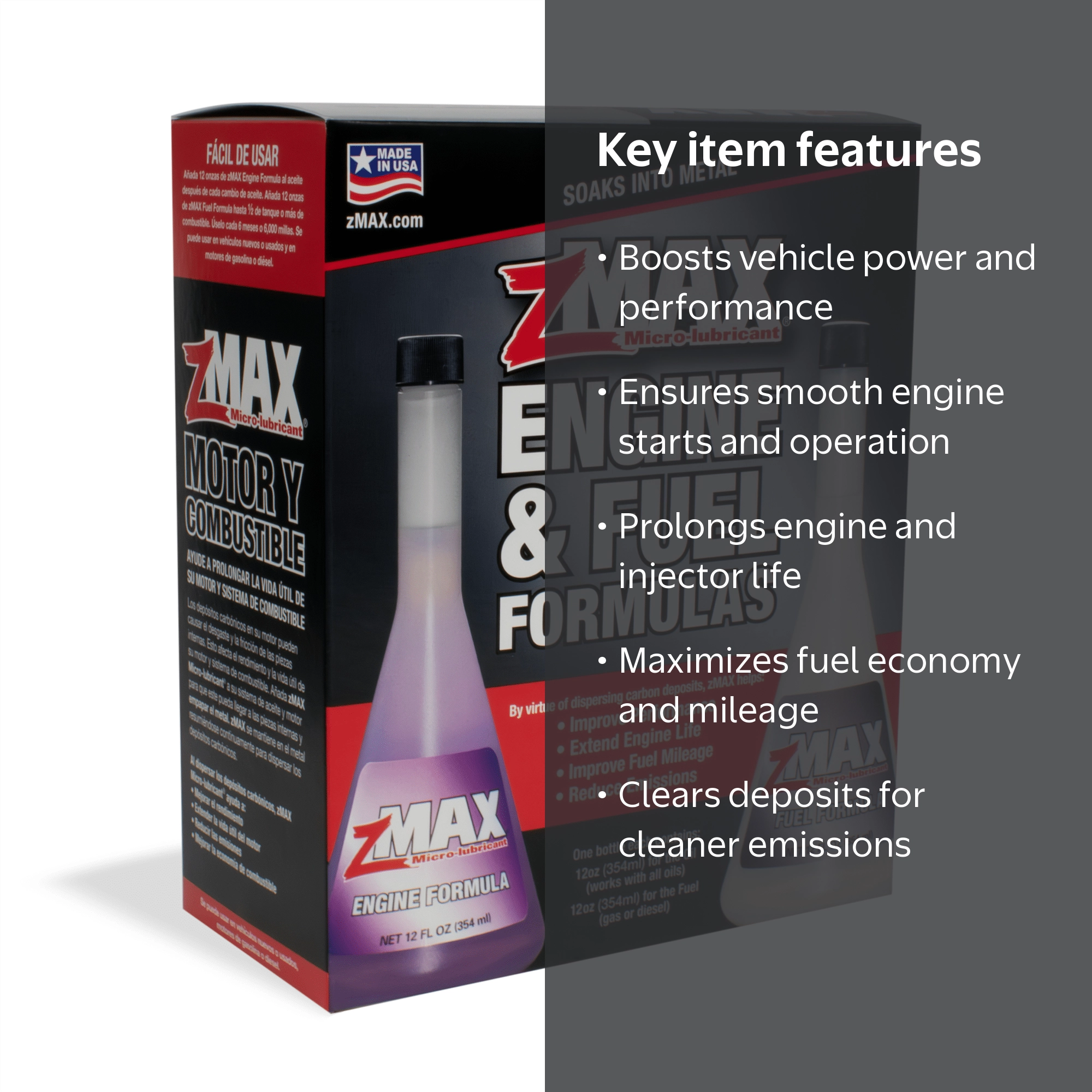 zMAX, Engine & Fuel Formulas, 12 oz bottles, Fuel Additive