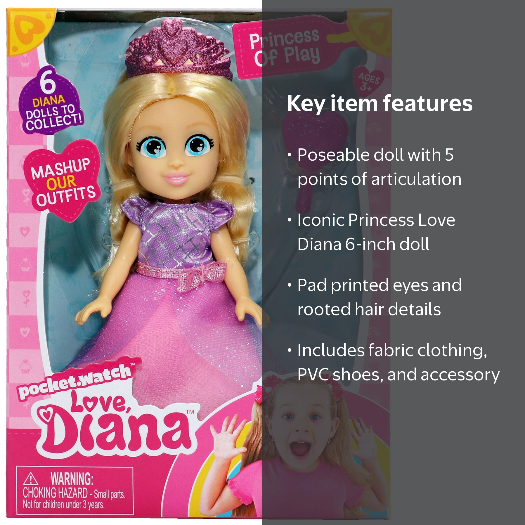 Love, Diana Princess of Play Mini Doll, 6