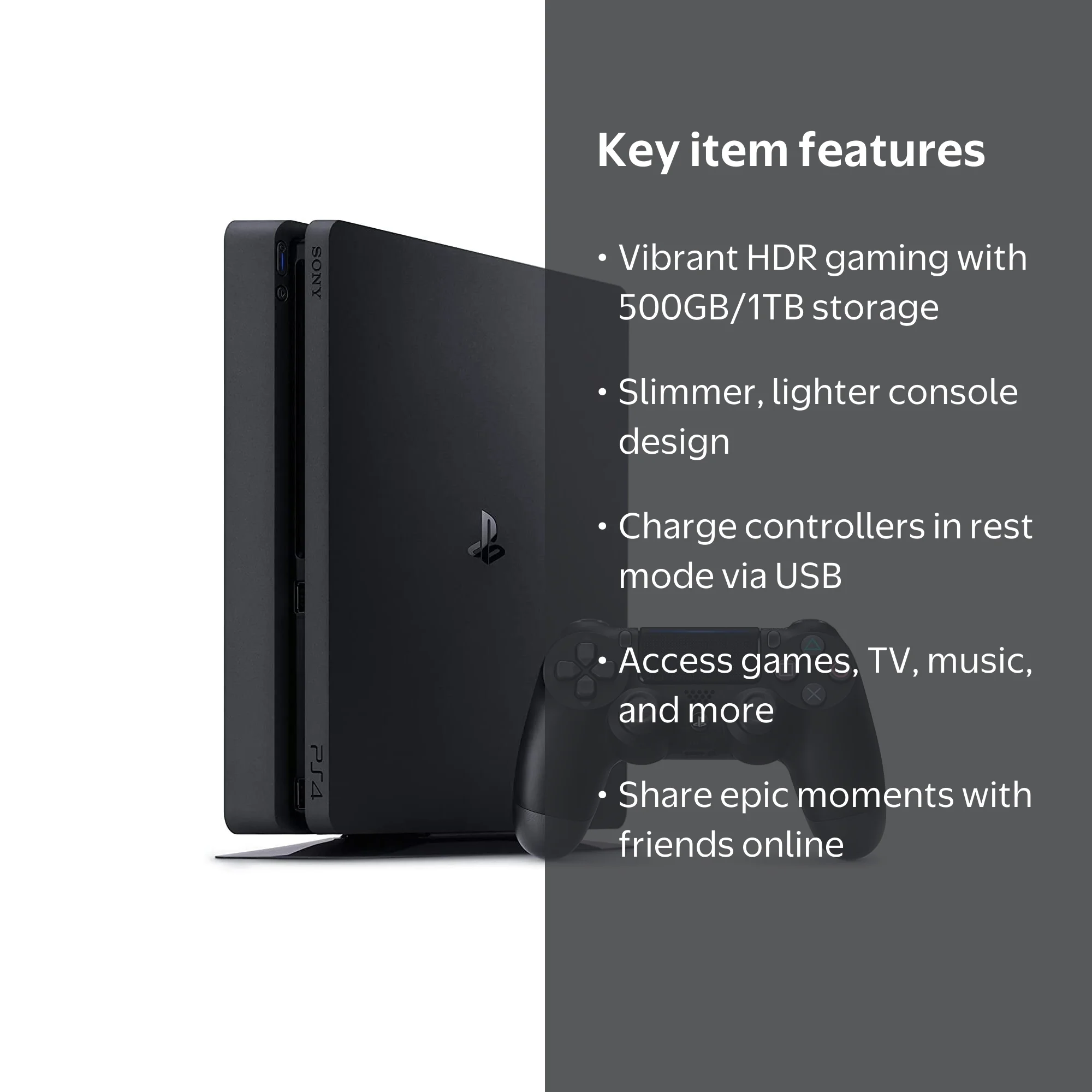 Sony, PlayStation 4 Slim Console, 1TB, HDR Enabled - Walmart.com