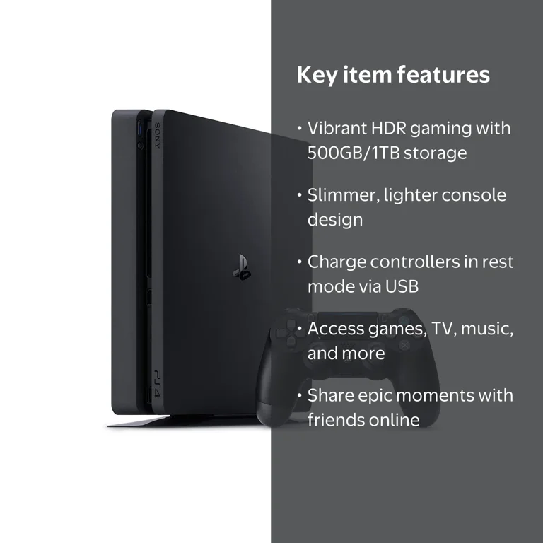 Sony, PlayStation 4 Slim Console, 1TB, HDR Enabled - Walmart.com