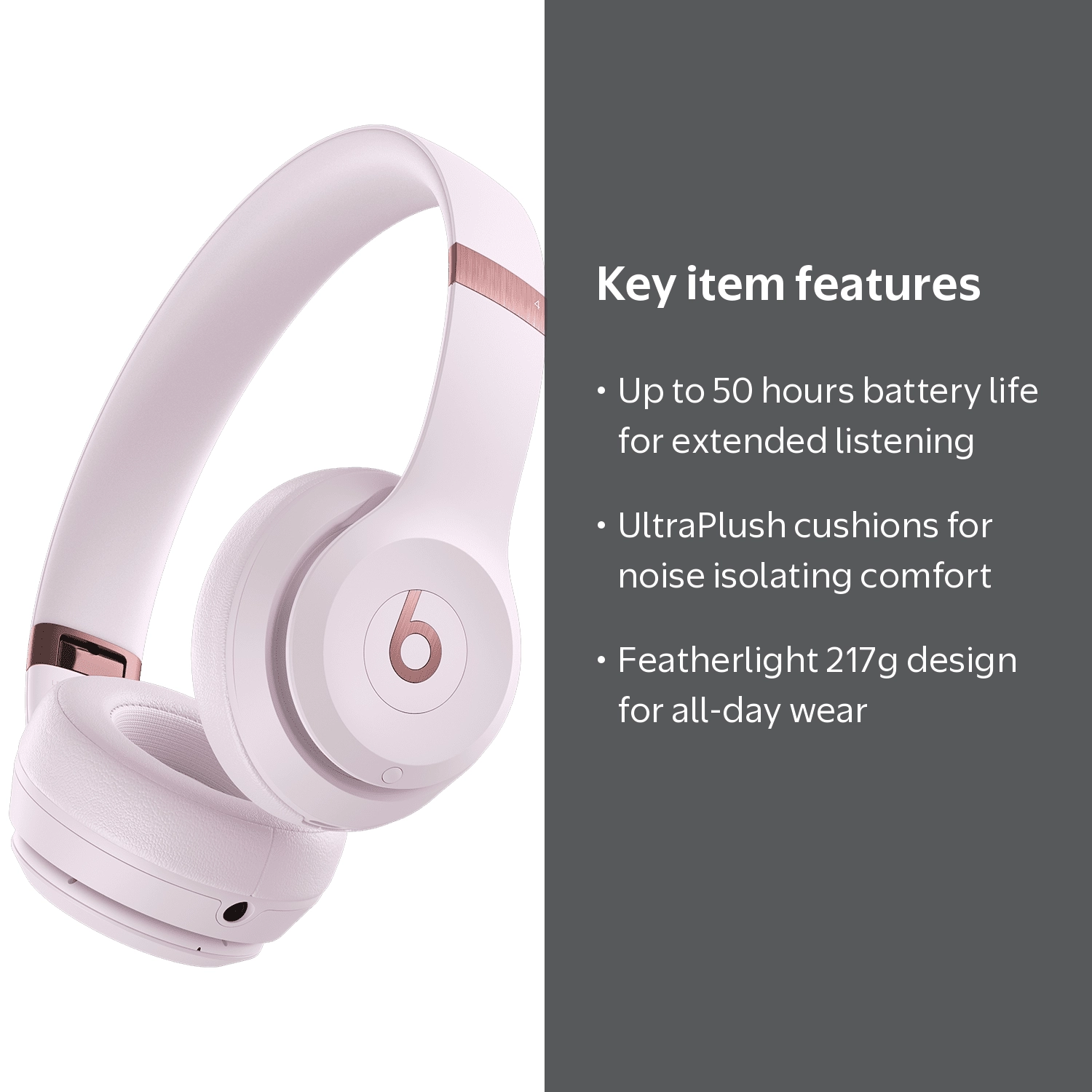 Beats by Dr. Dre, Solo 4 Wireless Headphones, On-Ear, Cloud Pink