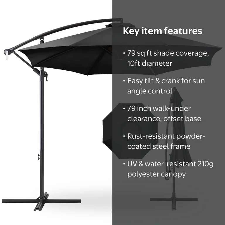 best cheap offset patio umbrella Choice Products 10ft Cantilever Hanging Market Umbrella, 8 Sturdy Ribs, Easy Adjustment or cafes Best Choice Products 10ft Offset