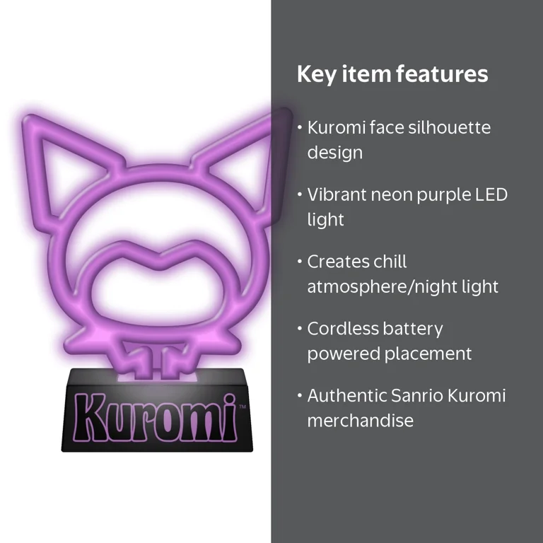 Hello Kitty, Neon LED Lamp, Kuromi Face Silhouette, Battery