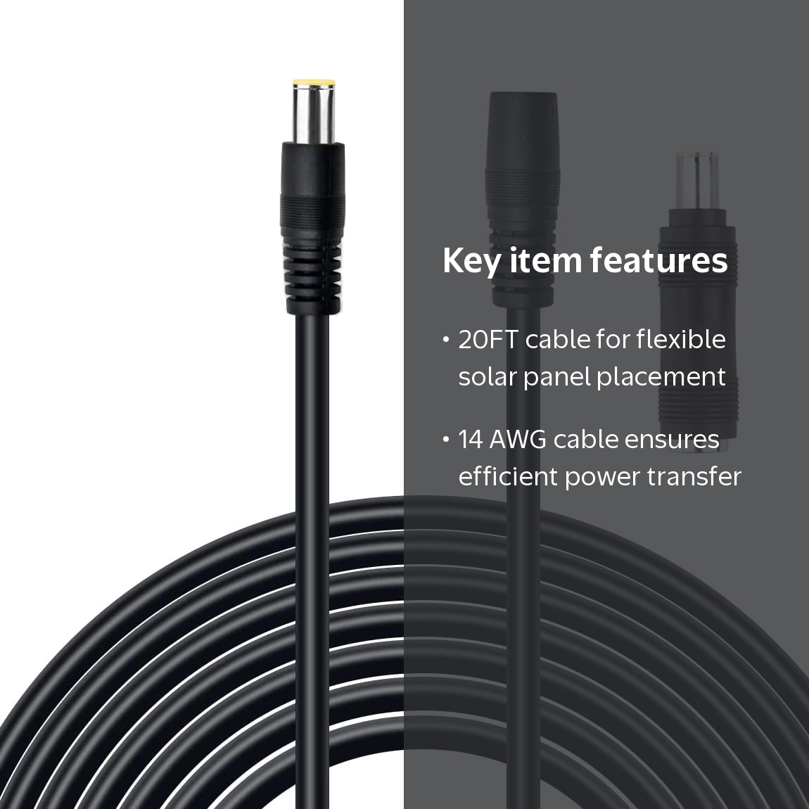 20FT Extension Cable Set, DC7909 Connectors & DC8020 Adapter for