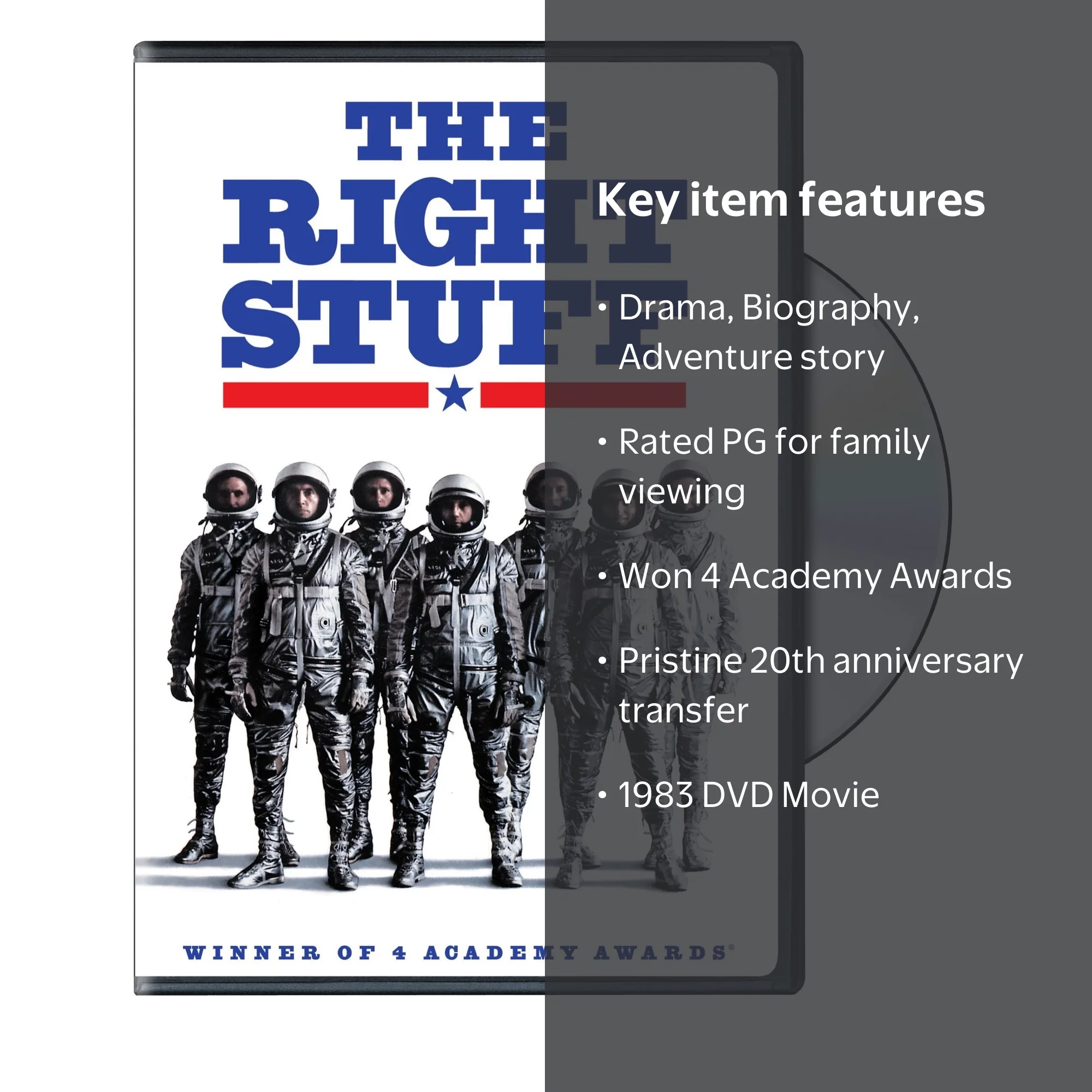 The Right Stuff 1983 DVD, Drama, Biography, Adventure, Rated PG