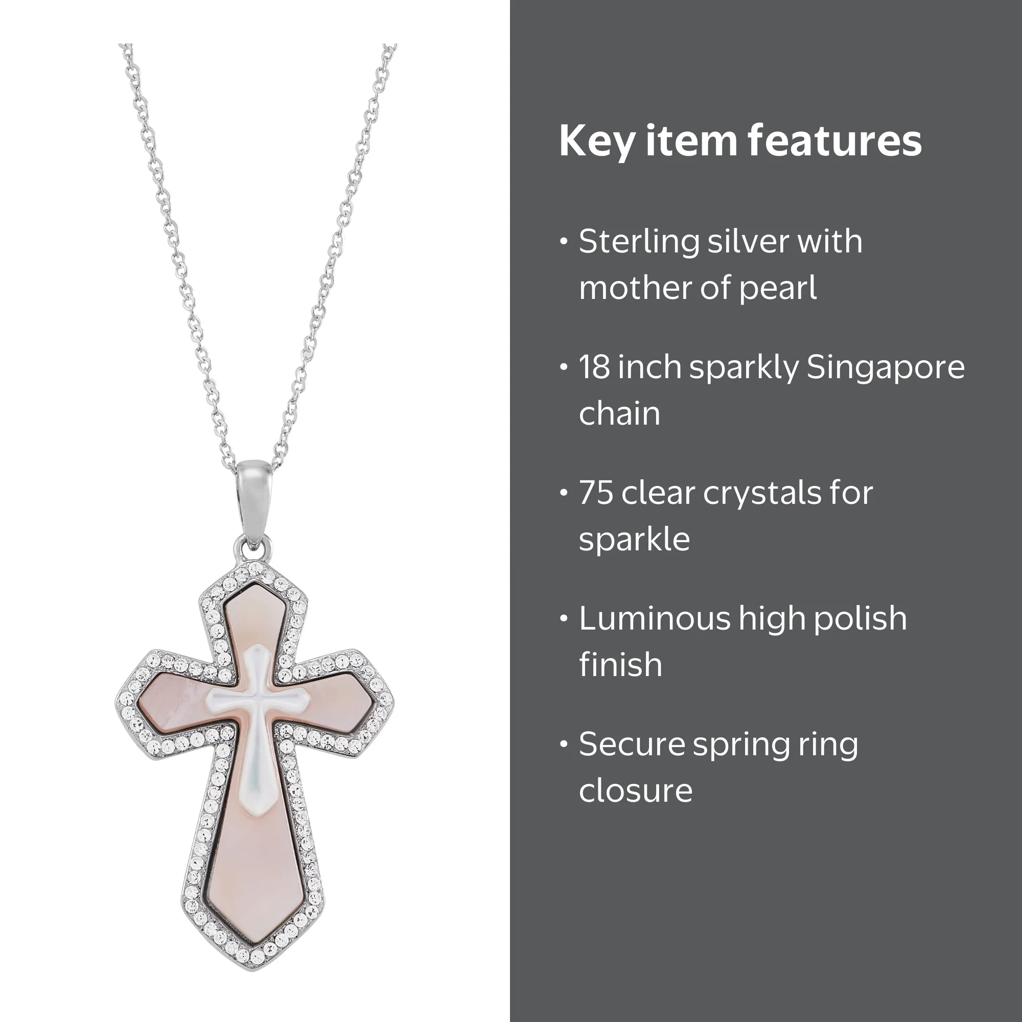 Brilliance Fine Jewelry Cross Mother of Pearl,Crystal,Cross
