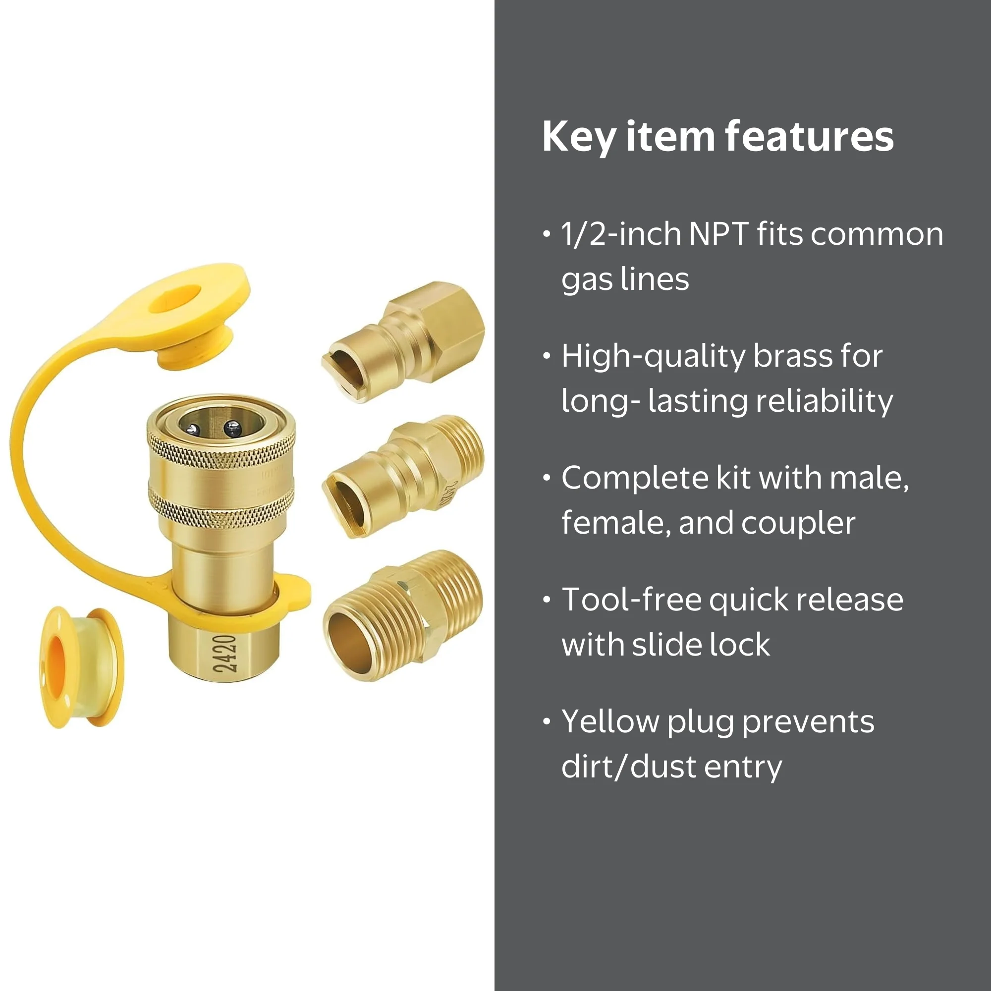 Natural Gas Quick Connect Fittings, 1/2