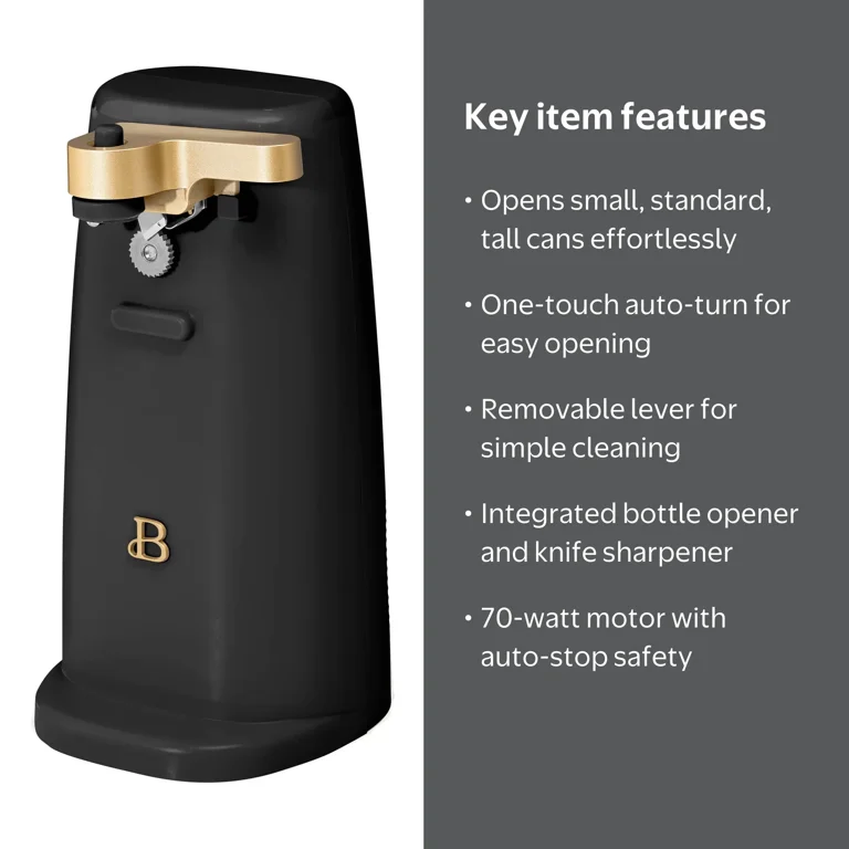 Beautiful Electric Can Opener Black Sesame with Knife Sharpener