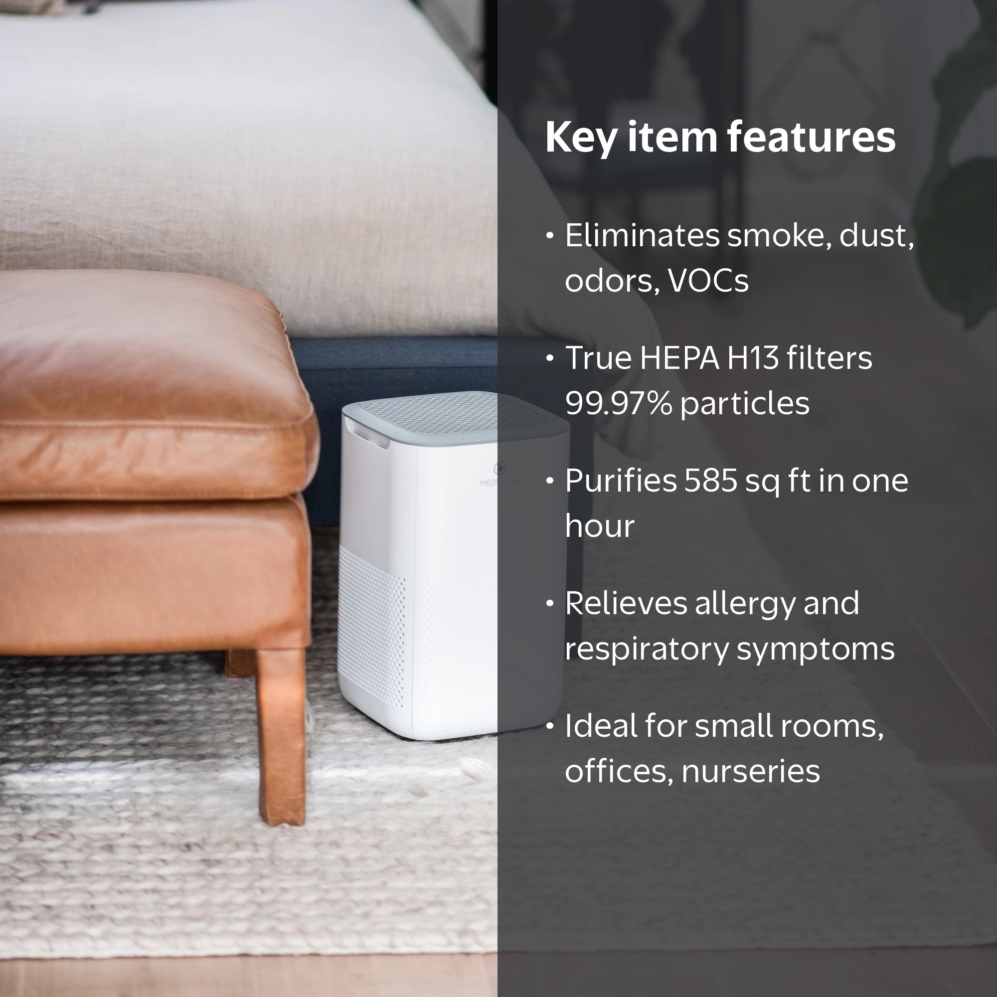 Medify Air MA-15 Advanced HEPA H13 Purifier, 330 Sq ft for Smoke