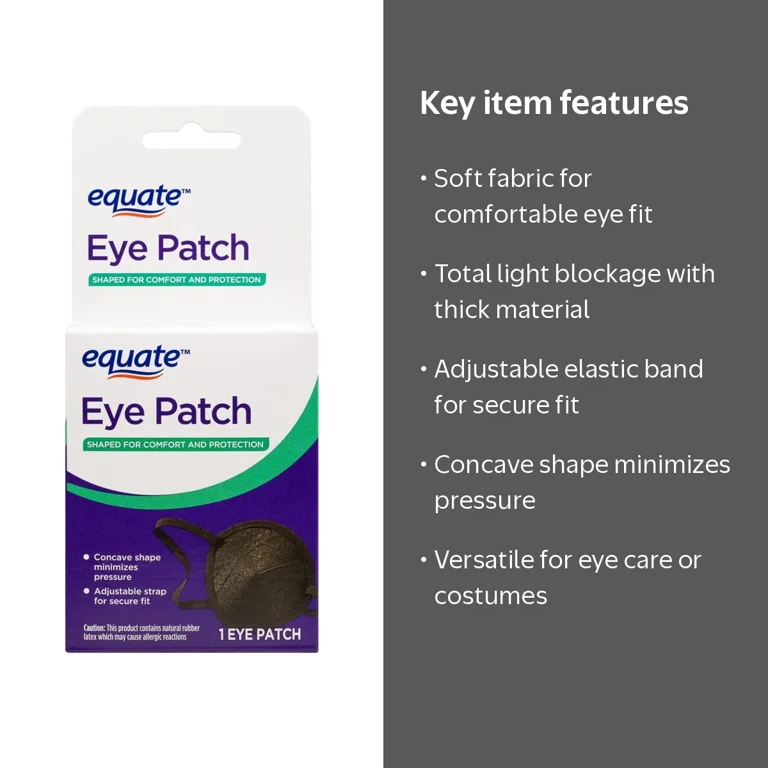 Equate Foam Padded Eye Patch, Black, 1 Count, One Size Fits Most