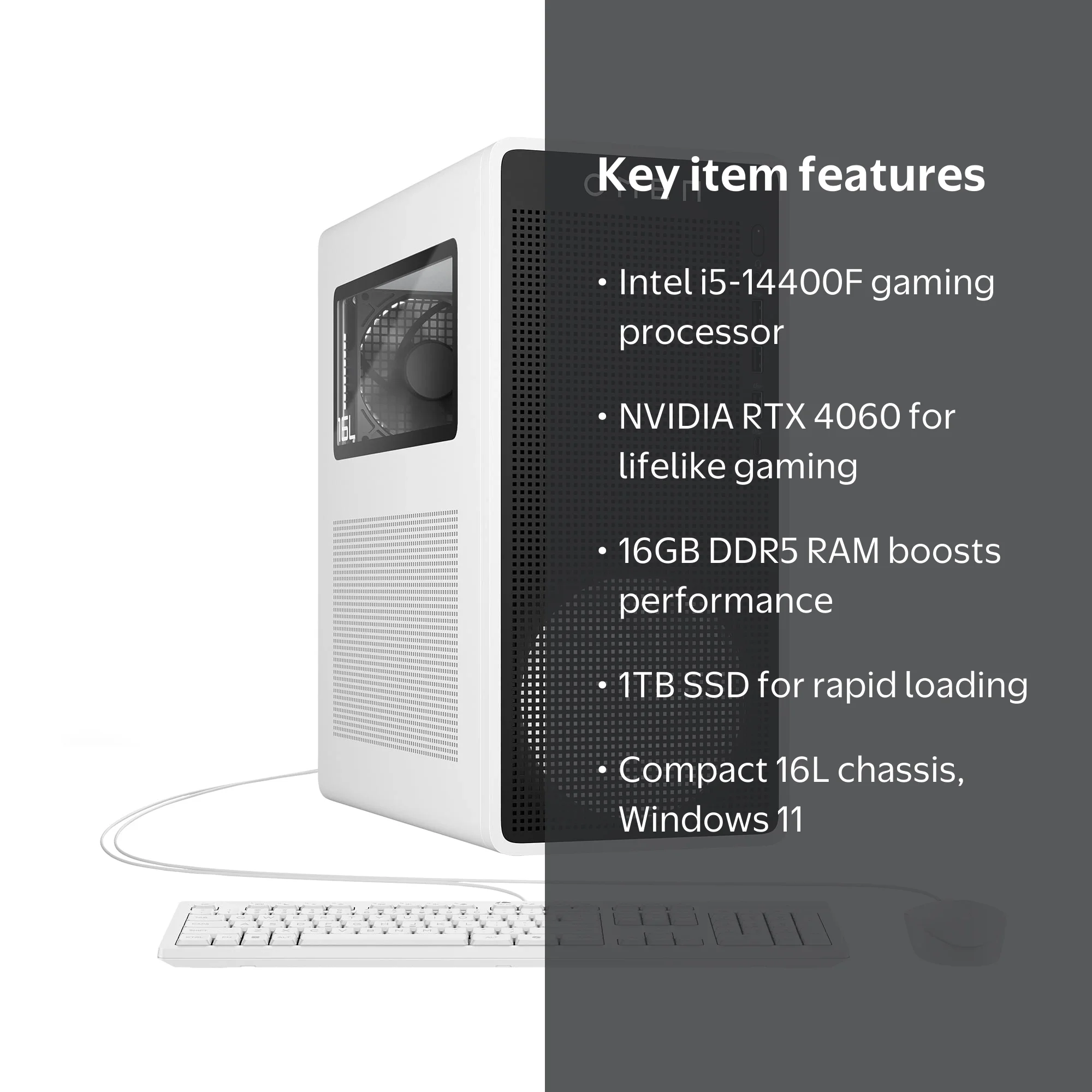 OMEN 16L Gaming Desktop PC Intel Core i5 16GB RAM 1TB SSD RTX4060