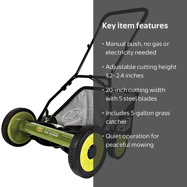 Sun Joe, Lawn Mower, 20-inch reel, Grass catcher, Adjustable