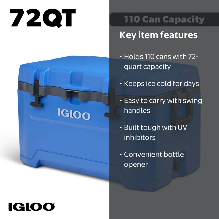 Igloo 72 QT Overland Ice Chest Cooler, Blue - Walmart.com