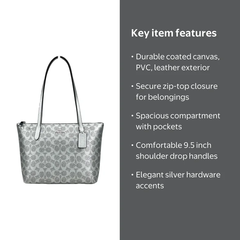 Coach Women's Fiona Small Zip Tote Bag in Signature Canvas (Gray