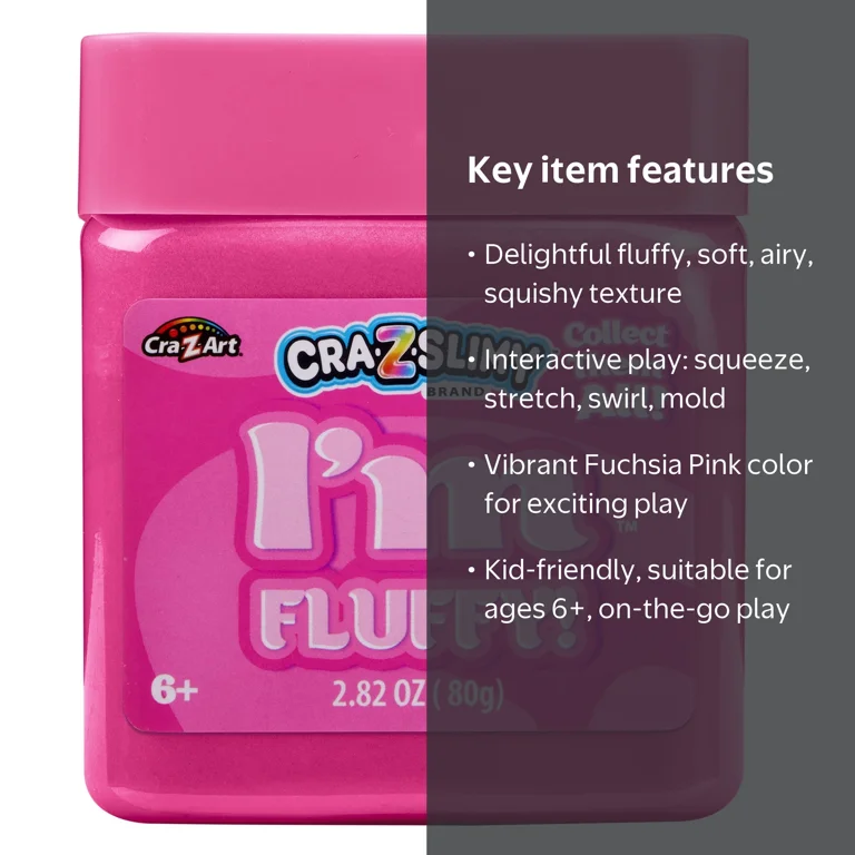 Cra-Z-Slimy I'm Fluffy Pink Slime for Kids - Pink Color Sensory