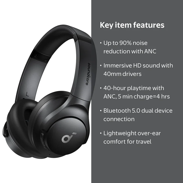 Soundcore Q20i Wireless Noise Cancelling Headphones, 40 Hr Battery