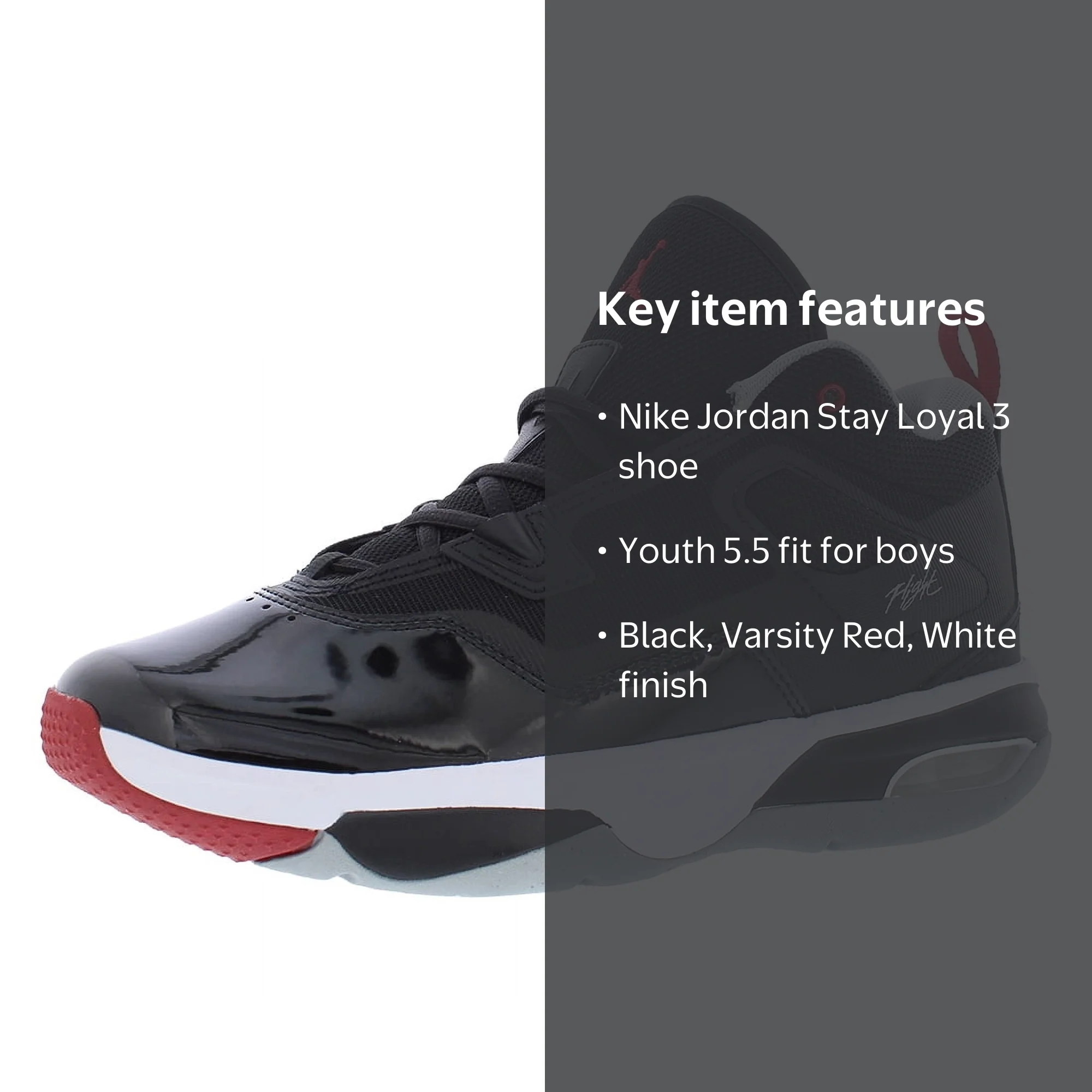 Nike Jordan Stay Loyal 3 GS Boys Shoes Size 5.5, Color: Black