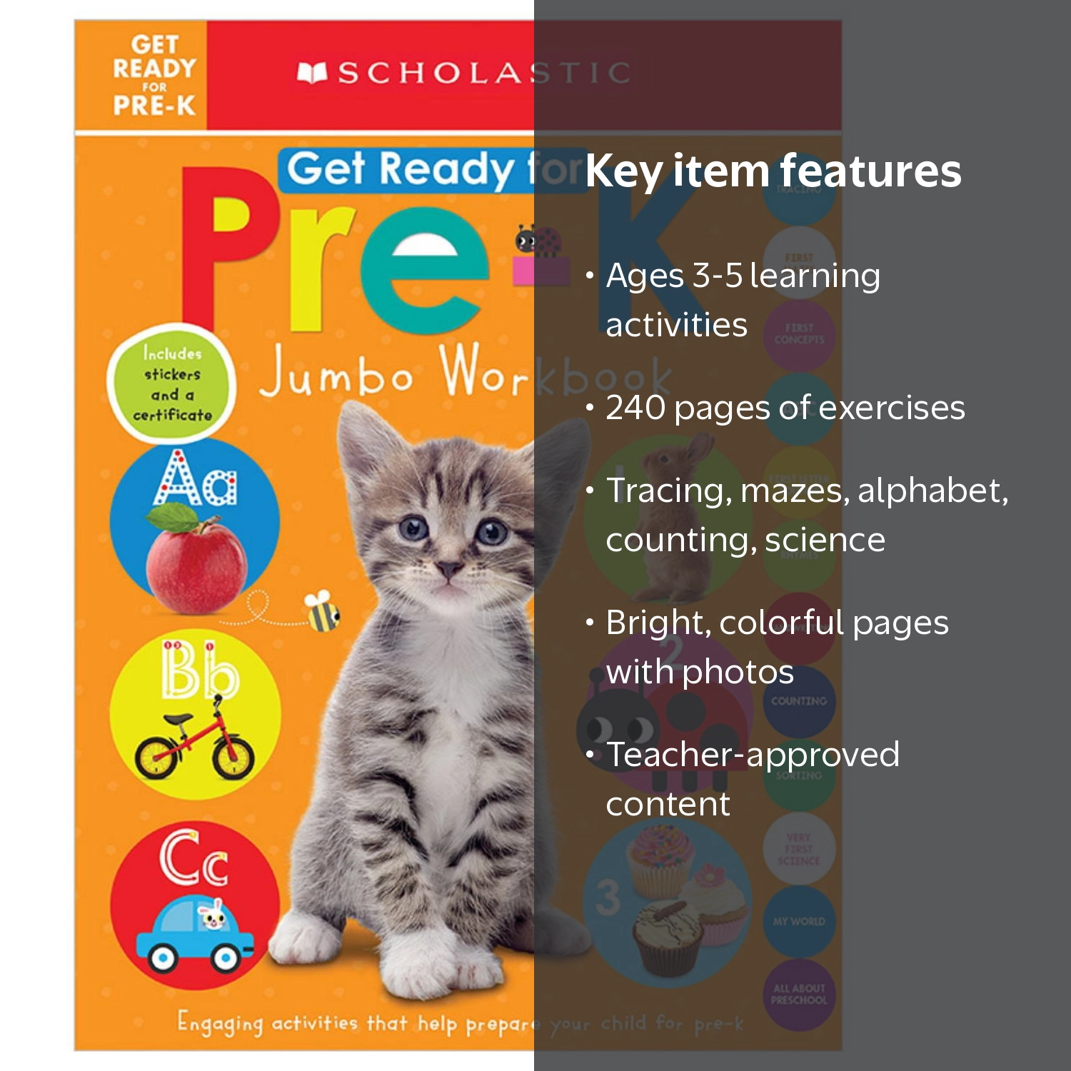 Scholastic, Pre-K Jumbo Workbook, 240 pages, Early Learners