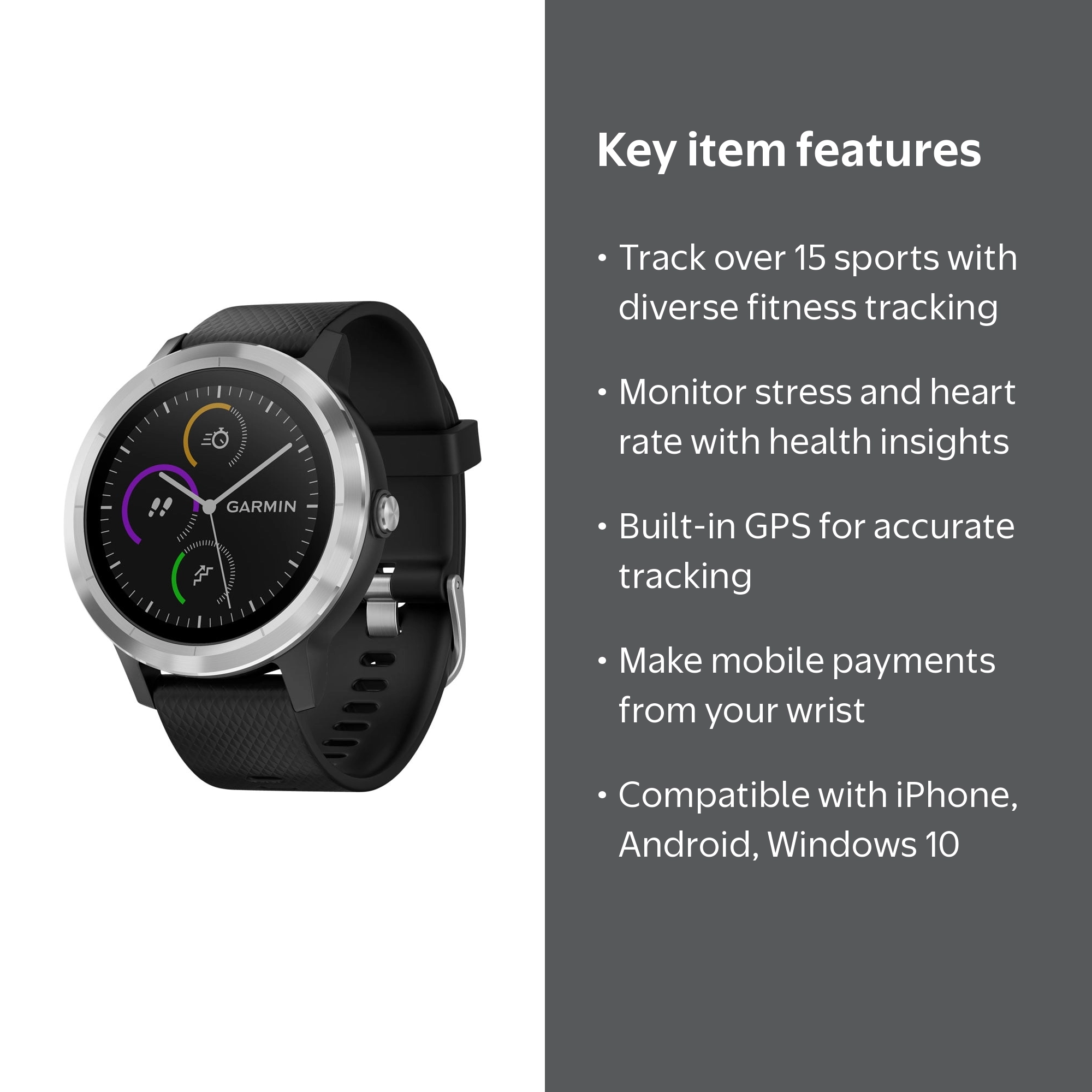 Garmin Vívoactive 3 Android Compatible GPS Smartwatch, Fitness
