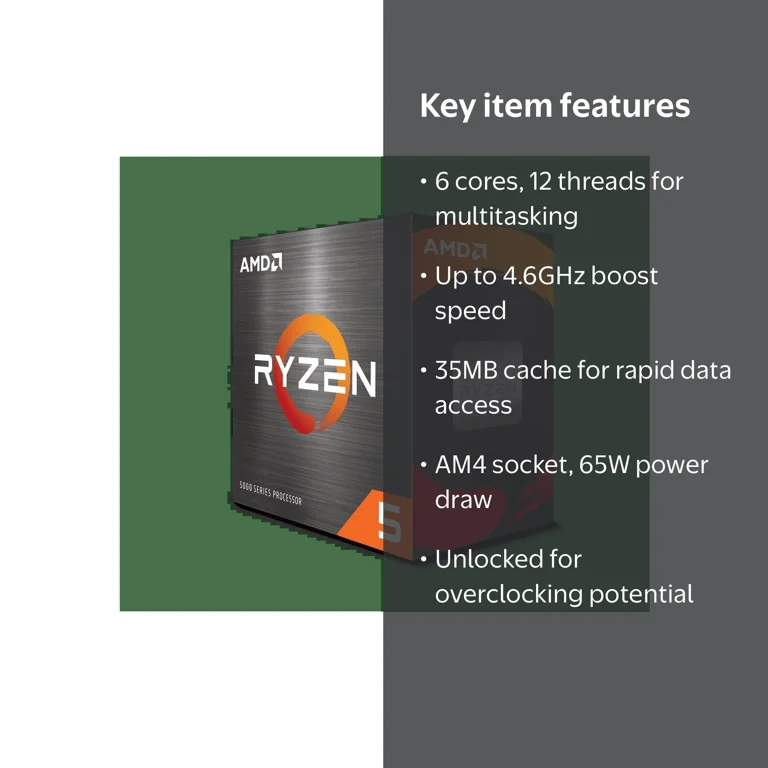 AMD, Desktop Processor, Ryzen‚Ñ¢ 5 5600X, 6-core/12-thread