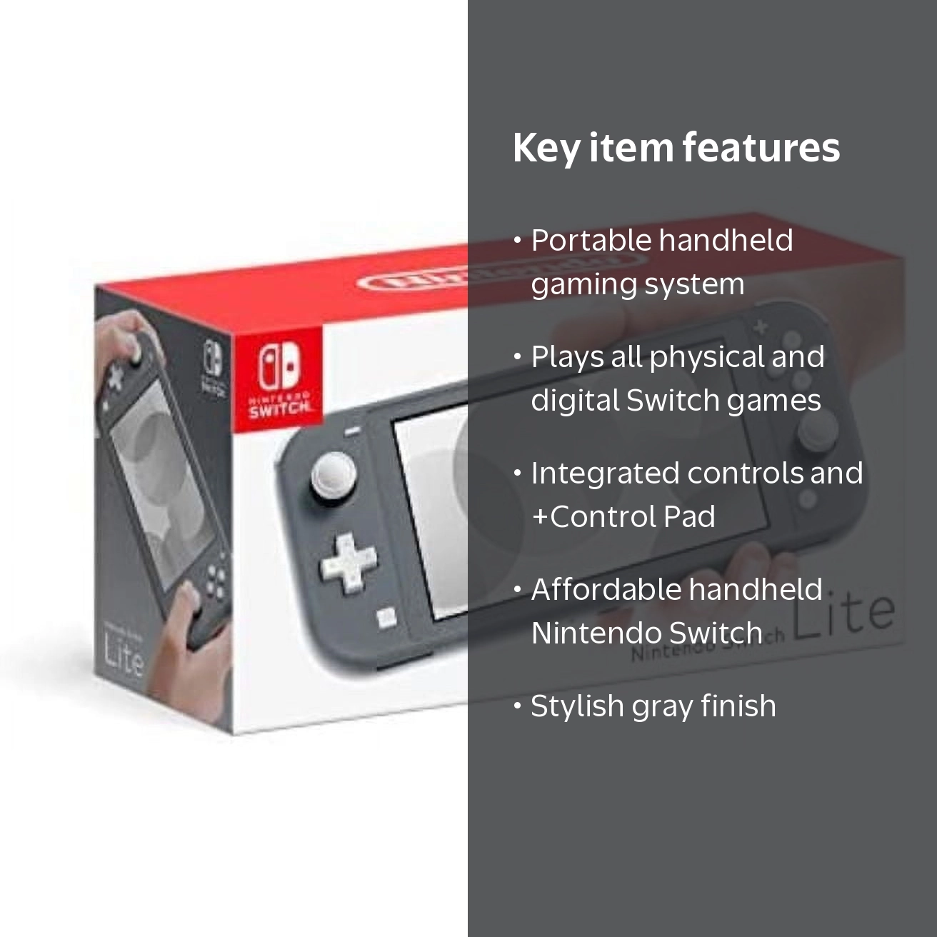 Nintendo, Switch Lite Handheld Video Games, Gray, Unibody Design